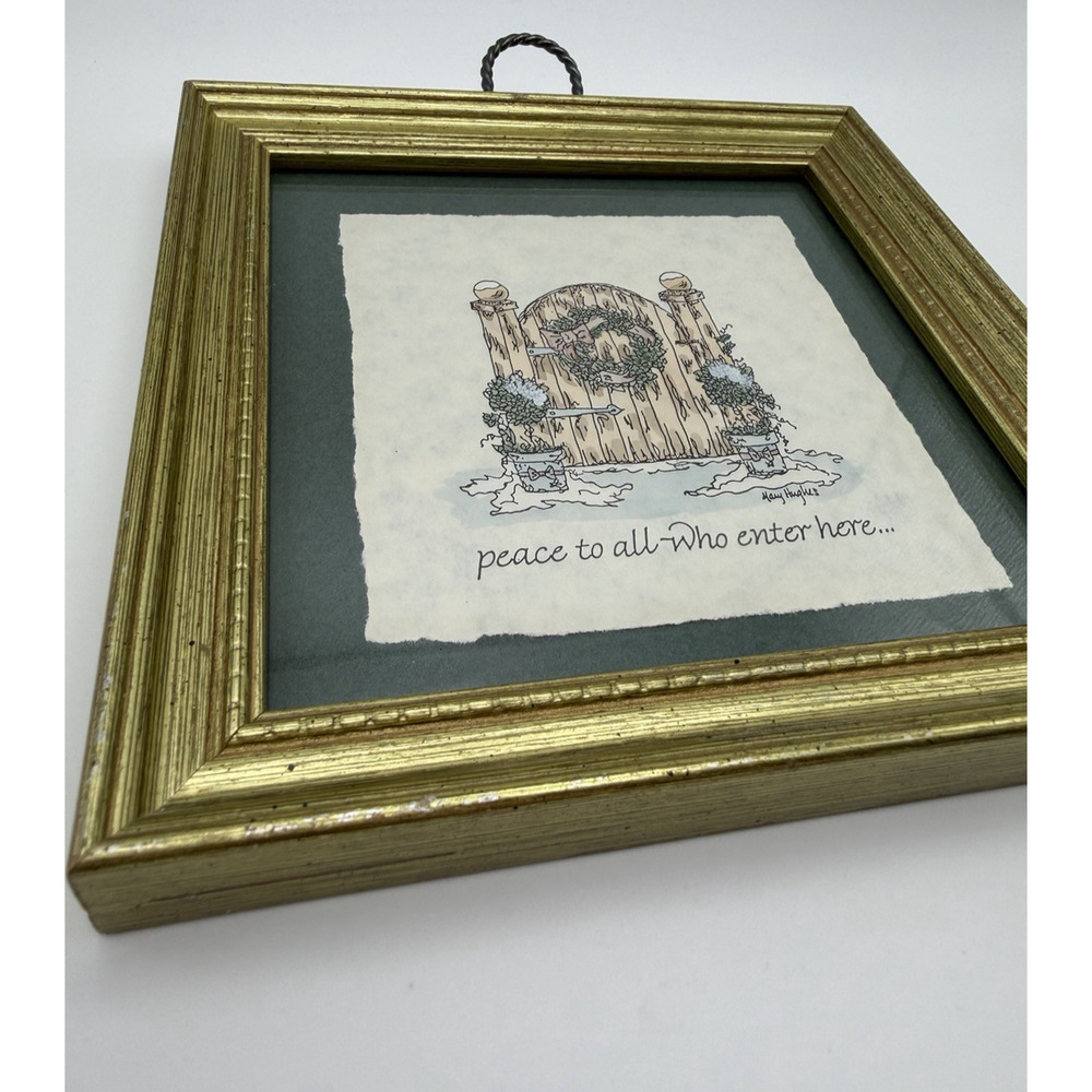 Vintage Holiday Cottage Wall Art "Peace to All Who Enter Here" Framed Art Print - Picture 6 of 7